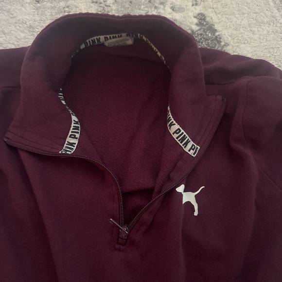 Victoria's Secret Pink Maroon Quarter-Zip - Picture 2 of 4